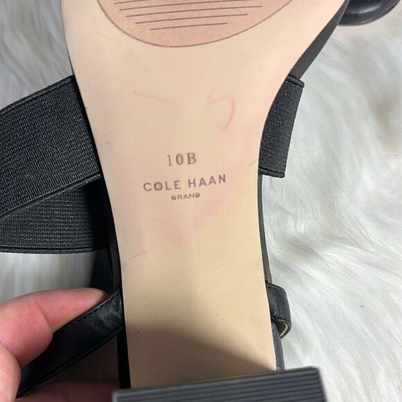 Cole Haan Grand Series Black Leather/Elastic Strap Sandals‎ Sz 10 - Picture 6 of 7